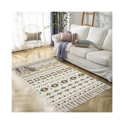 China Direct Selling Customized Soft Cotton Texture Bedroom Living Room Mat Stripe Soft Coffee Table For Household for sale