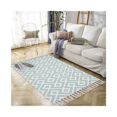 China Factory Customized Latest Convenient Soft Cotton And Durable Cotton And Canvas Rectangular Fringed Rug For Household for sale