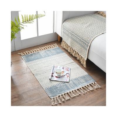 China Soft Multiple Works Convenient Customized Cotton And Durable Woven Cotton Fringed Floor Mat For Household for sale