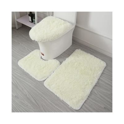 China Direct Selling Customized 100%Polyester Anti-Slip Gently Texture Three-Piece Bathroom ToiletCushion For Household for sale