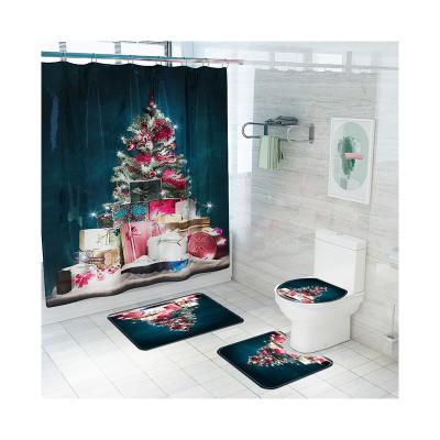 China Wholesale Price Anti-Slip Customized Economy Practical Christmas Tree 100%Polyester Printing Floor Mat ToiletMat For Household for sale