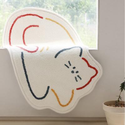 China Entrance Home Washable Door Mats Lamb Cashmere Bathroom Rug Cartoon Lovely Blankets Washed White Fluffy Door Mat for sale