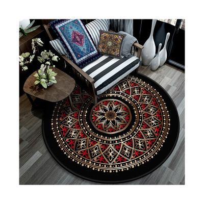 China Anti-Slip Factory Price Customized 100%Polyester Soft Texture Style Ethnic Round Carpet Mats For Household for sale