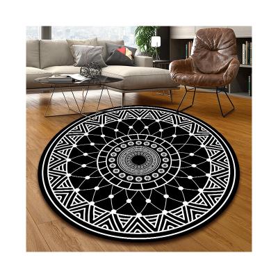 China Anti-Slip Wholesale Price Customized 100%Polyester Soft Texture Style Ethnic Round Floor Mat For Household for sale