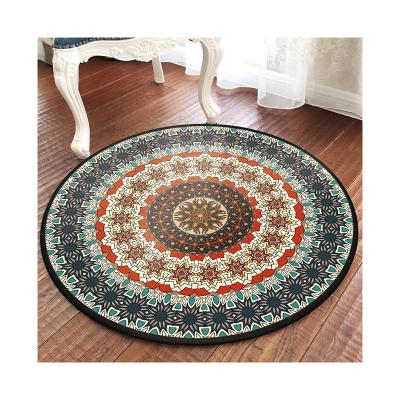 China Factory Wholesale Anti-Slip Customized Economy Ethnic Style 100%Polyester Practical Round Rug For Household for sale