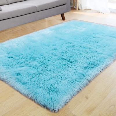 China 2021 Wholesale 2 4ft Turkey Home Rectangle Blanket Shaggy Faux Fur Area Rug Washable for sale