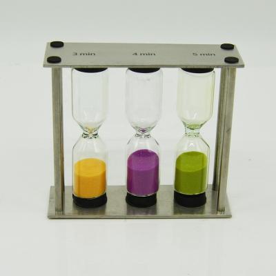 China Art Decor Customized Metal Sand 3 Timer 4 5 3 minute in 1 tea sand timer for sale