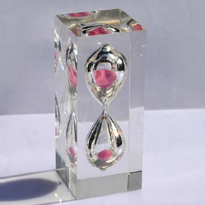 China Sand Timer 5 Minutes Crystal Hourglass 4x4x10cm Size for sale