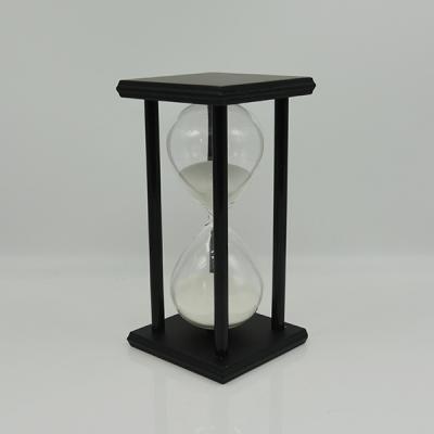 China 60 Minute Black Frame Sand Wooden Timer 20.5x10x10cm for sale