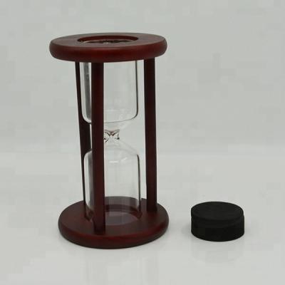 China Empty Hourglass 10x17cm H. Wooden Rechargeable Hourglass Sand Timer. for sale