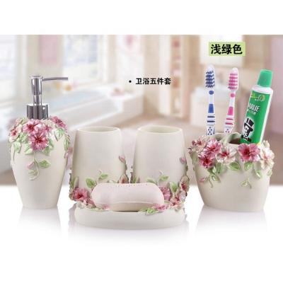 China Sustainable Bathroom Set 5pcs Polyresin Sanitary Bathroom Set Factory for sale