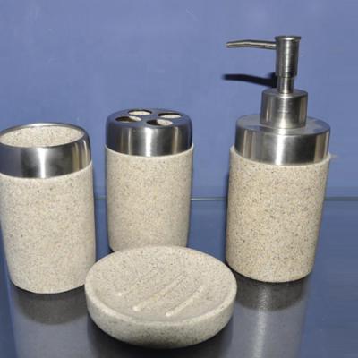 China Sustainable Material Polyresin Stone Bathroom Accessory Set Factory for sale