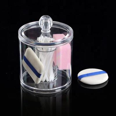 China Round Clear Acrylic Box Acrylic Swab Box 9.7x9.7x12.8cm for sale