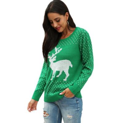 China Autumn And Winter Women's Casual Christmas Soft Women's Snowflake Deer Jacquard Christmas Sweater for sale