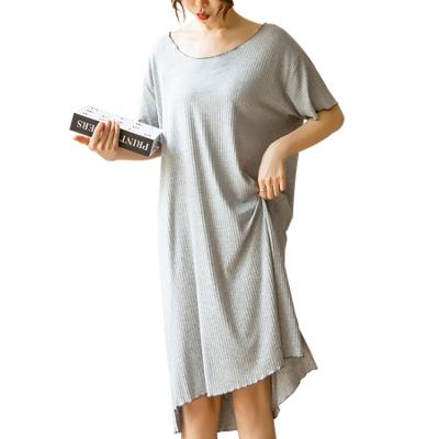 China Women's Summer Short-Sleeved Long Pajamas Women's Loose Turn-Down Nightgown Summer Breathable Women's Nightgown Lightly for sale