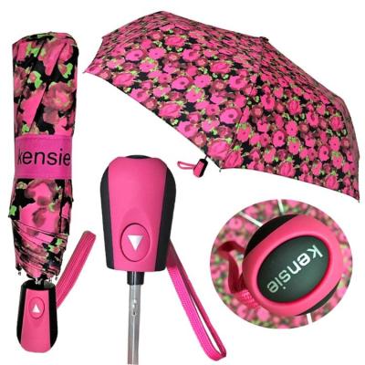 China 2020 New Travel Modern Custom Fancy Flower Design Foldable Automatic Open Umbrella for sale