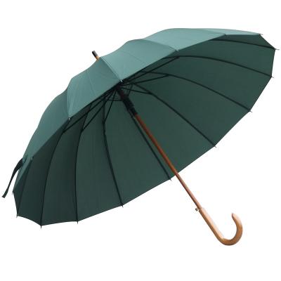 China Oversized Carved Wooden Handle Automatic Open Large Rain Open Umbrella for sale