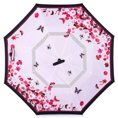 China All In 1 23 Inch 8k Customized Logo Straight Reversible Umbrella With C Handle for sale