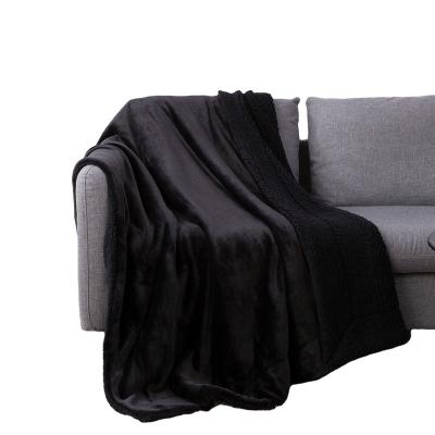 China Lambswool Blanket Winter Flannel Lambswool Double Layer Solid Color Double Throw Flannel Thick Polyester Blanket PORTABLE Sherpa Blanket for sale