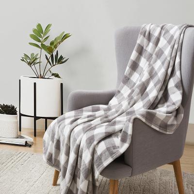 China Coral Fleece Blankets Soft For All Season PORTABLE Beds Plaid Luxury Puffy Blanket for sale