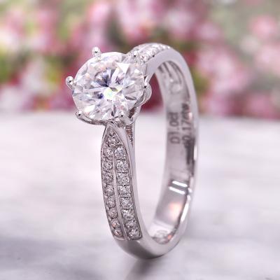 China ShanZuan TRENDY Jewelry 0.3Ct DF Color VS Lab Grown 18K White Gold Round Six Prong Rings Synthetic Diamond Rings For Women for sale