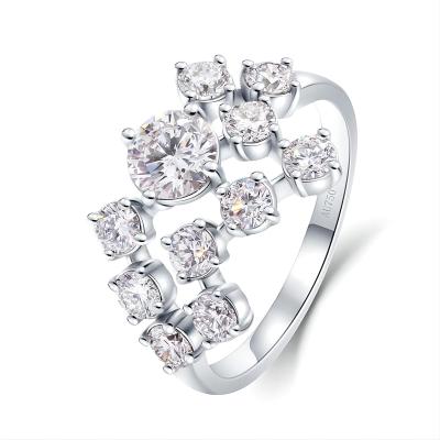 China Shanzuan Trendy Jewelry 1.5ct Around DF VS 5mm*1 3mm*10 Lab Grown18K White Gold Ring Diamond Rings For Women for sale