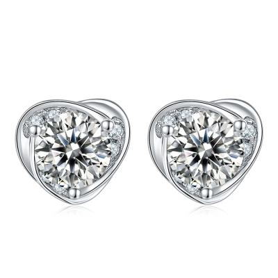 China ShanZuan TRENDY Jewelry Wholesale Silver 925 Jewelry 1-2CT Moissanite Heart Dangle Earrings Jewelry Sets For Women for sale