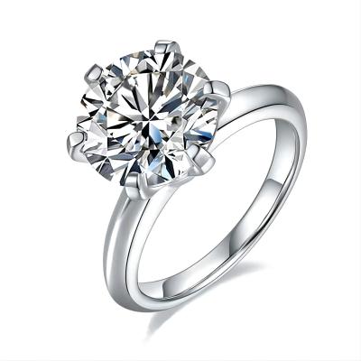 China 925 Sterling Silver Wedding Rings Round CLASSIC 5ct VVS Moissanite High Quality Ring for sale