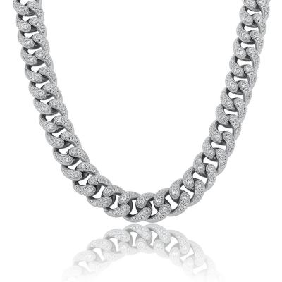 China Hiphop Shanzuan Hiphop 14mm Chain Men's Copper Zircon Box Buckle Trendy Cuban Necklace for sale