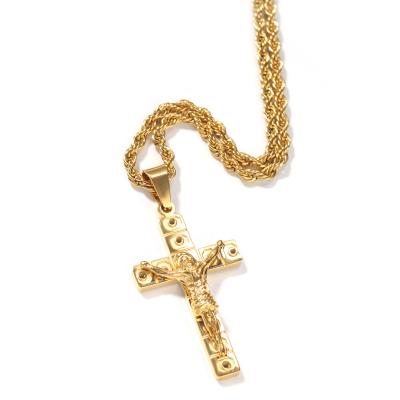 China New Style Hiphop Jewelry Shanzuan Jesus Cross Necklace Classic Hippie Necklace Hip Hop Fashion Stainless Steel Pendant for sale