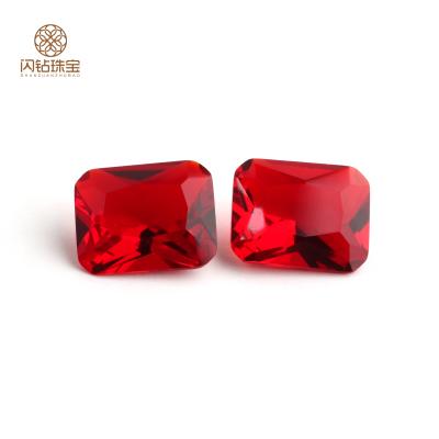 China Jewelry Making Artificial Natural Diamonds Octagon Cut 3x5mm-18x25mm Red Glass Gemstone #8 Rings Synthetic Stone for sale