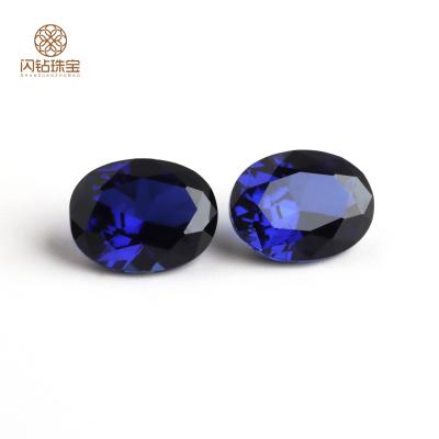 China Jewelry Making Factory Wholesale Oval Cut 2X3mm #34 Loose Gems Synthetic Blue Sapphire Stone for sale