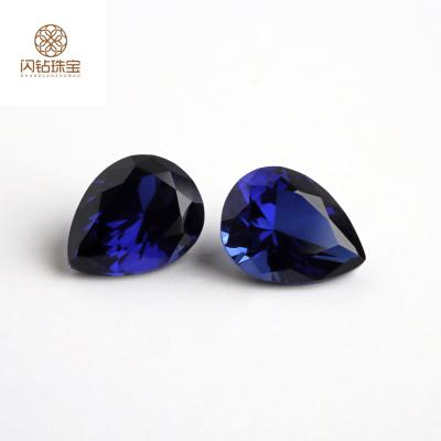 China Sapphire Excellent Pear Cut 3x4mm-13x18mm #34 3A Blue Synthetic Sapphire Stone for sale