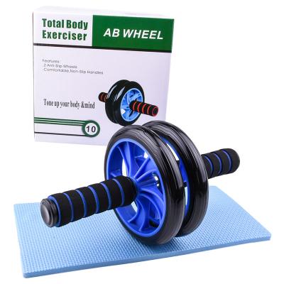 China Universal Core Strength Exerciser Black Ab Roller Wheel With Roller Pad Knee Pad Non Slip Abdominal Grip for sale