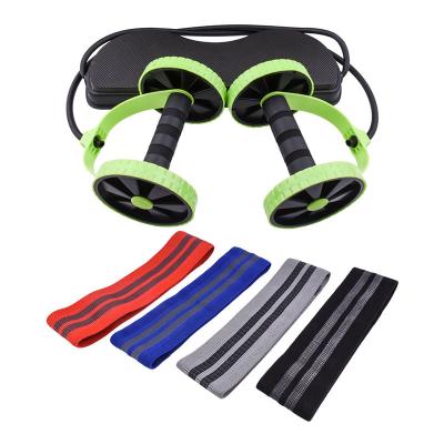 China Custom Home Use Ab Roller Wheel Resistance Bands Set Group Abdominal Wheel With Pull Rope Home Exercise for sale