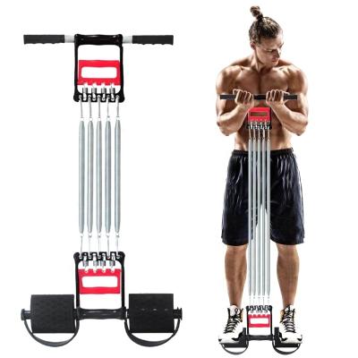 China Multi Functional Three in One Fitness Device Spring Chest Expander Grip Strength Enhancer Pedal Pull Rope with 5 Metal Springs for sale