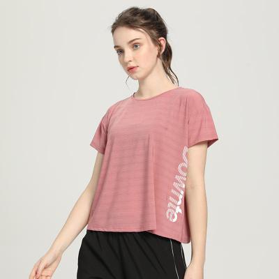 China Lady Antibacterial Fail Workout Tops Sports Use Loose Top Sports Fitness Running T Shirt Women Gym T Shirt for sale