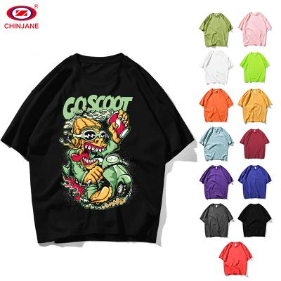 China Wholesale Anti Shrink T-shirt Loose 100% Cotton White Plus Size T-shirt Graphics Custom Printed LOGO Men's T-shirts for sale