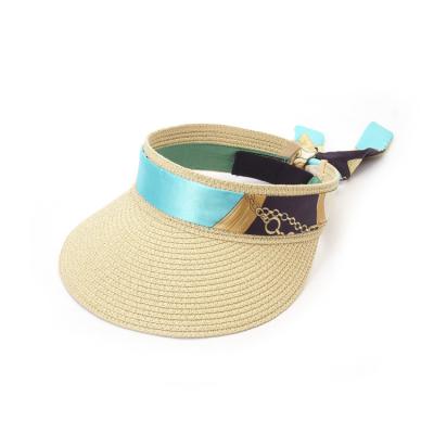 China Sun Protection & Adjustable Ribbon Straw Visor Hats Summer Fashion Female Wholesale Breathable for sale