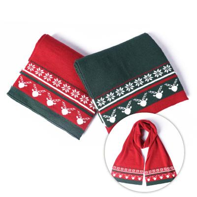 China Warm& Cozy New Design Red Green Christmas Gift Knitted Acrylic Winter Scarf For Women for sale