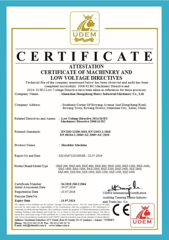 CE - Maanshan Shengzhong Heavy Industrial Machinery Co., Ltd.