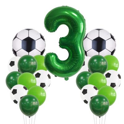 China 2022 New Style Green Number Soccer Ball Set And Boy Toys Eco-friendly Balloons For Birthday Party Decoration for sale