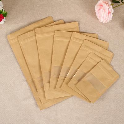 China Factory Outlets Recyclable Environmentally Friendly Portable Kraft Paper Bags 4 Stand Up Pouch With Window for sale