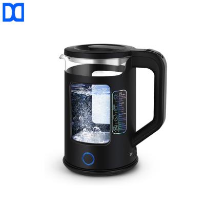 China 2021 New Arrival 360 Degree Base Rotation Double Wall Construction Keep Hot Black Electric Glass 1.7L Tea Kettle for sale