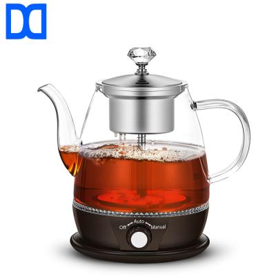 China Best Selling 0.8L Temperature Control 360 Degree Rotating Bottom Glass Tea Maker For Fast Boiling Water for sale