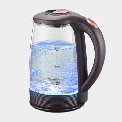 China 360 Degree Rotation Base Customize Accepted Over Heat Protection Glass Samovar With Blue LED Light for sale