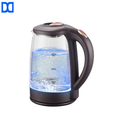 China 360 Degree Rotation Base High Speed ​​2L Borosilicate Glass Fast Heating Electric Appliances Glass Kettle for sale