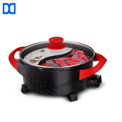 China Hot Sale Hotel Stick Non Coating 2 Flavor Electric Hot Pot Pot for Friends Party for sale