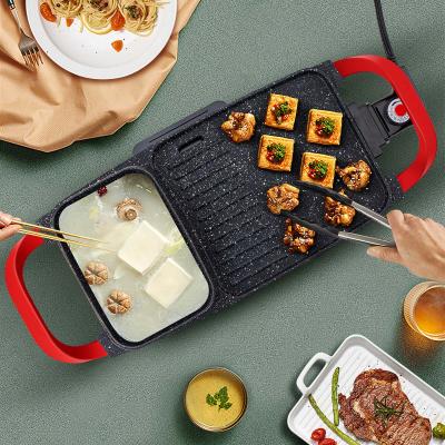 China Hotel Hot Item Boil Dry Pad BBQ Non-Stick Coating Electric Grill With Hot Pot for sale