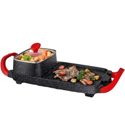 China Hot Selling Hotel Cooking Meat Frying Boil Dry Pad Barbecue Electric Grill Nonstick Coating Hot Pot for sale